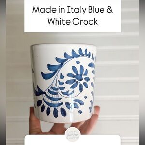 Blue and White Ceramic Crock